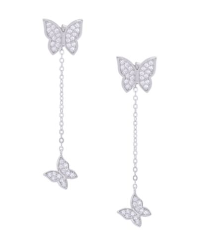 Macy's Серьги-цепочка с бабочкой из серебра с напылением CZ
