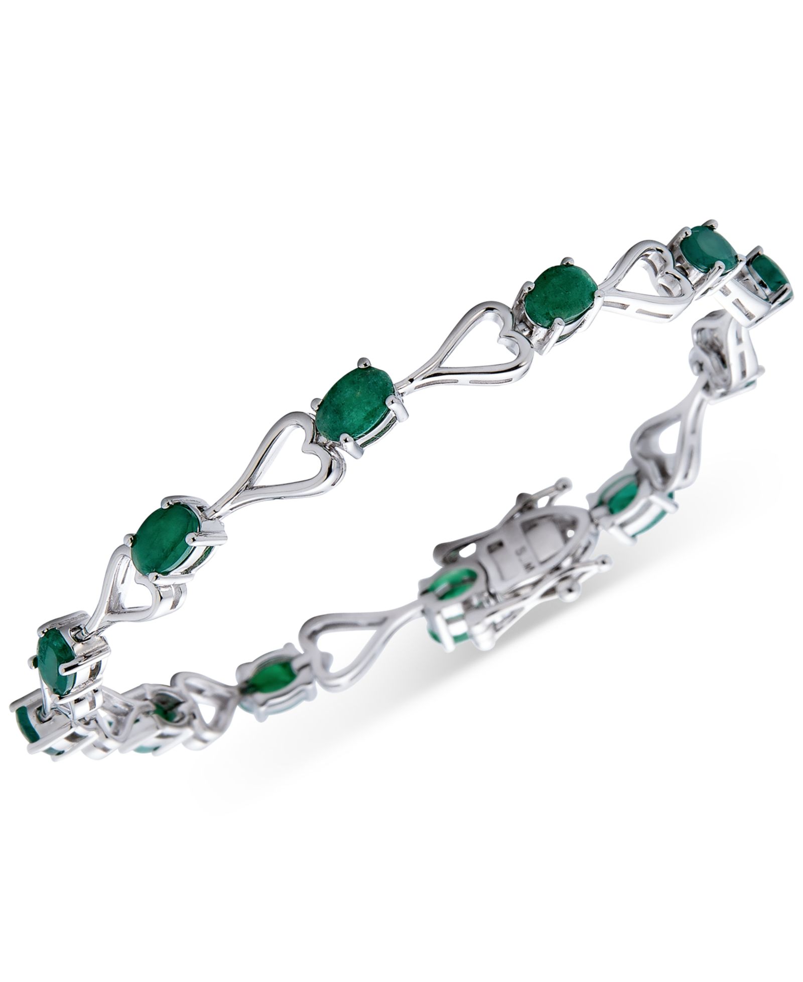 Ruby Heart Link Bracelet (6 ct. t.w.) in Sterling Silver (Also in Emerald, Tanzanite & Sapphire)