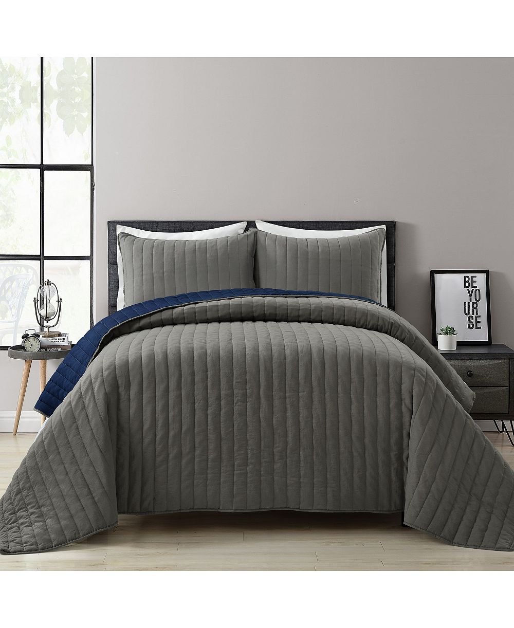 Lush Décor Soft Stripe All Season 3 Piece Quilt Set, Full/Queen
