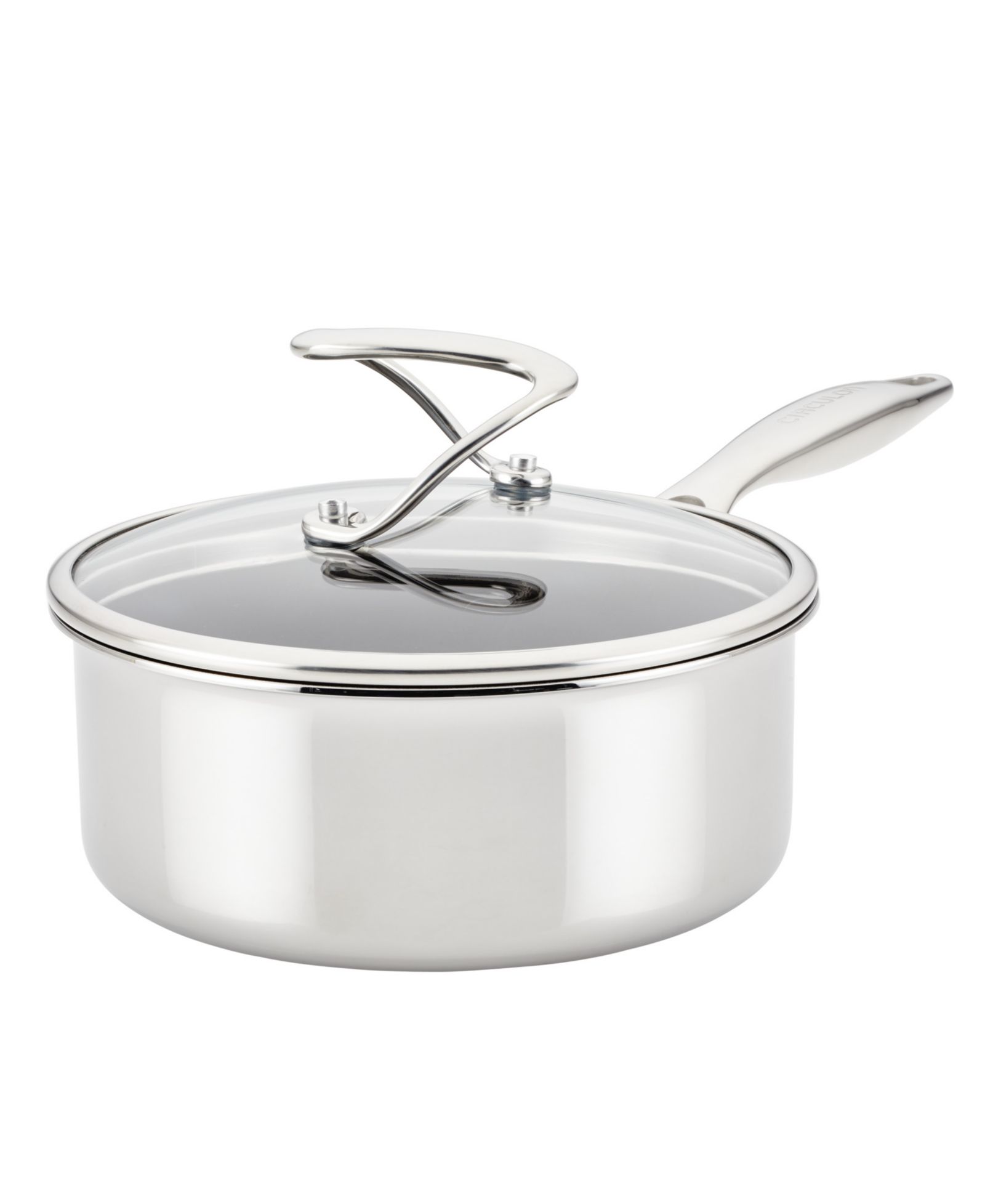 Circulon SteelShield C-Series Tri-Ply Clad Nonstick Saucepan with Lid, 2-Quart, Silver