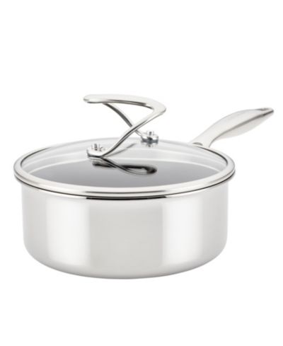 Circulon SteelShield C-Series Tri-Ply Clad Nonstick Saucepan with Lid, 2-Quart, Silver