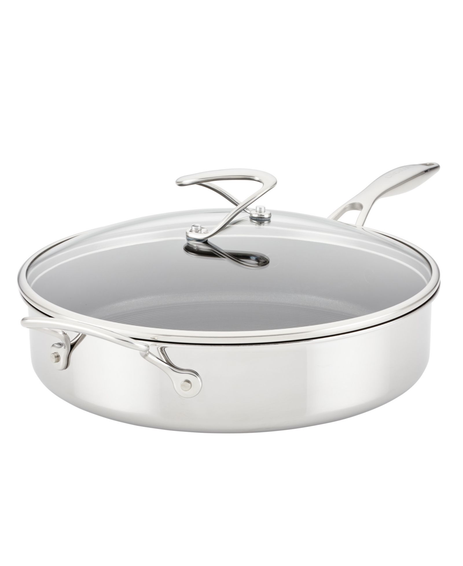 Circulon SteelShield C-Series Tri-Ply Clad Nonstick Saute Pan with Lid and Helper Handle, 5-Quart, Silver