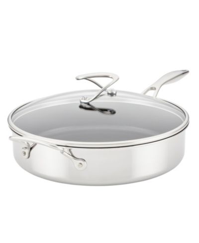 Circulon SteelShield C-Series Tri-Ply Clad Nonstick Saute Pan with Lid and Helper Handle, 5-Quart, Silver
