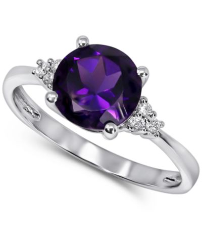 Кольцо с аметистом (1-5/8 ct. t.w.) и бриллиантом (1/20 ct. t.w.) в золоте 14k