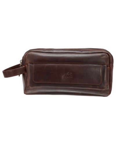Mancini Men's Double Compartment Top Zipper Toiletry Bag