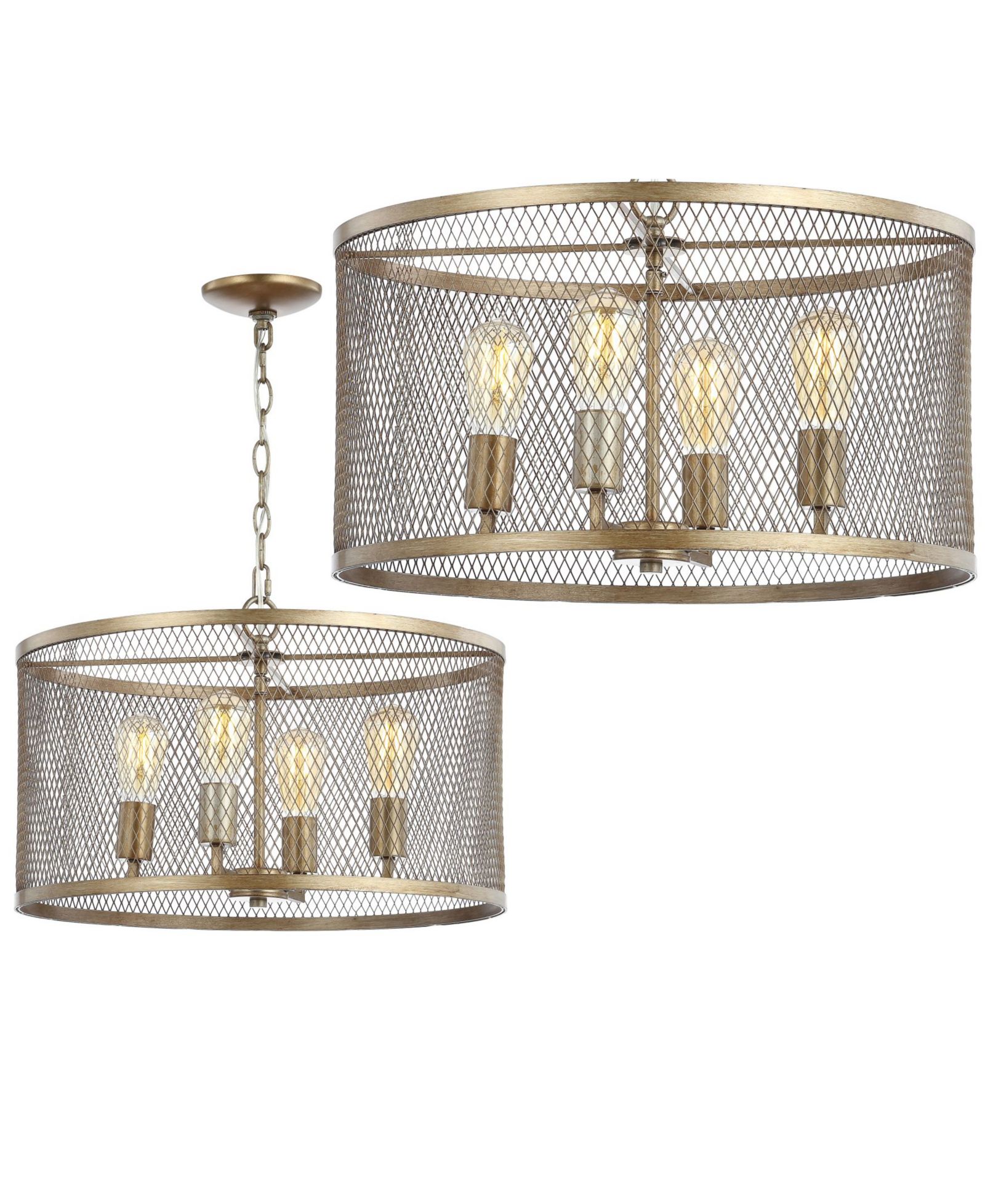 Pen 4-Light Adjustable Industrial Mesh LED Chandelier