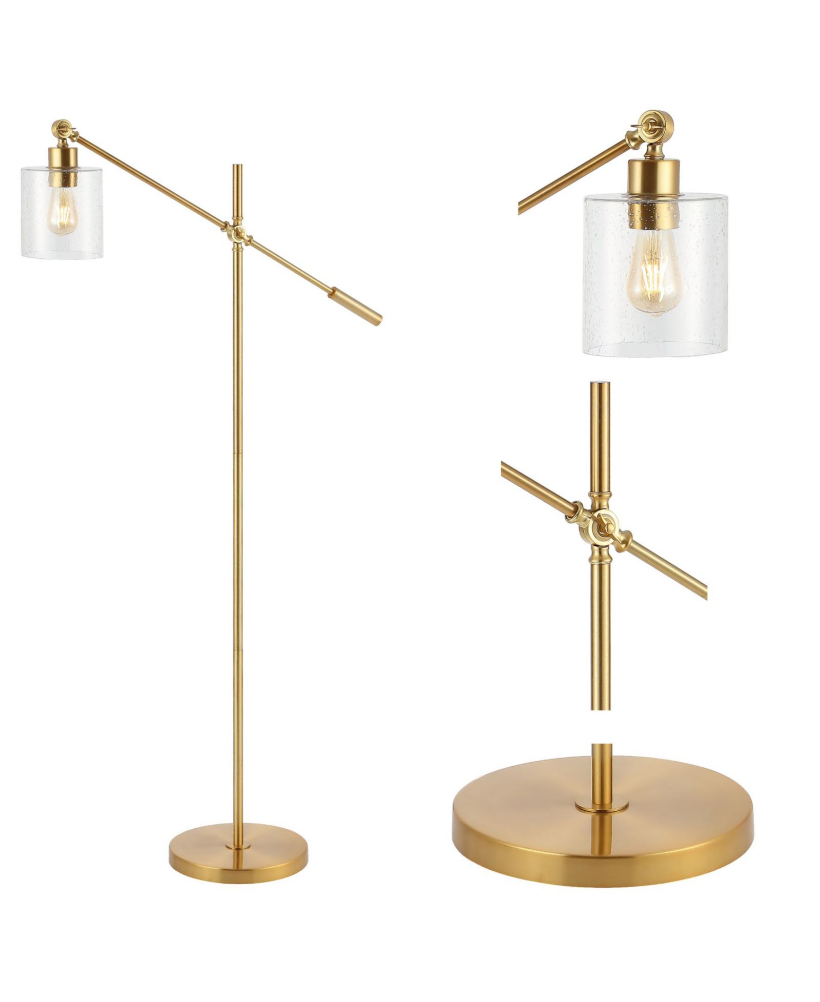 Kathryn Classic Glass Adjustable Head Modern LED Floor Lamp