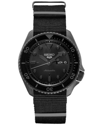 Seiko Мужские автоматические часы 5 Sports Black Nylon Strap 43mm