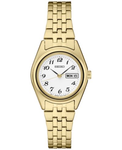 Seiko Women's Analog Essentials Gold-Tone Stainless Steel Bracelet Watch 25mm
