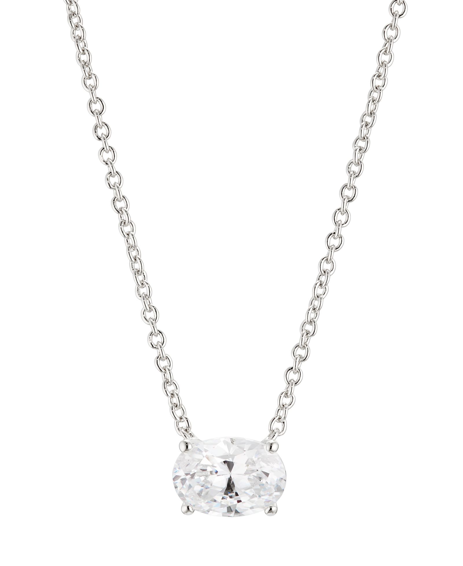 Eliot Danori   Oval Cubic Zirconia Necklace, 16" + 2" extender, Created for Macy's