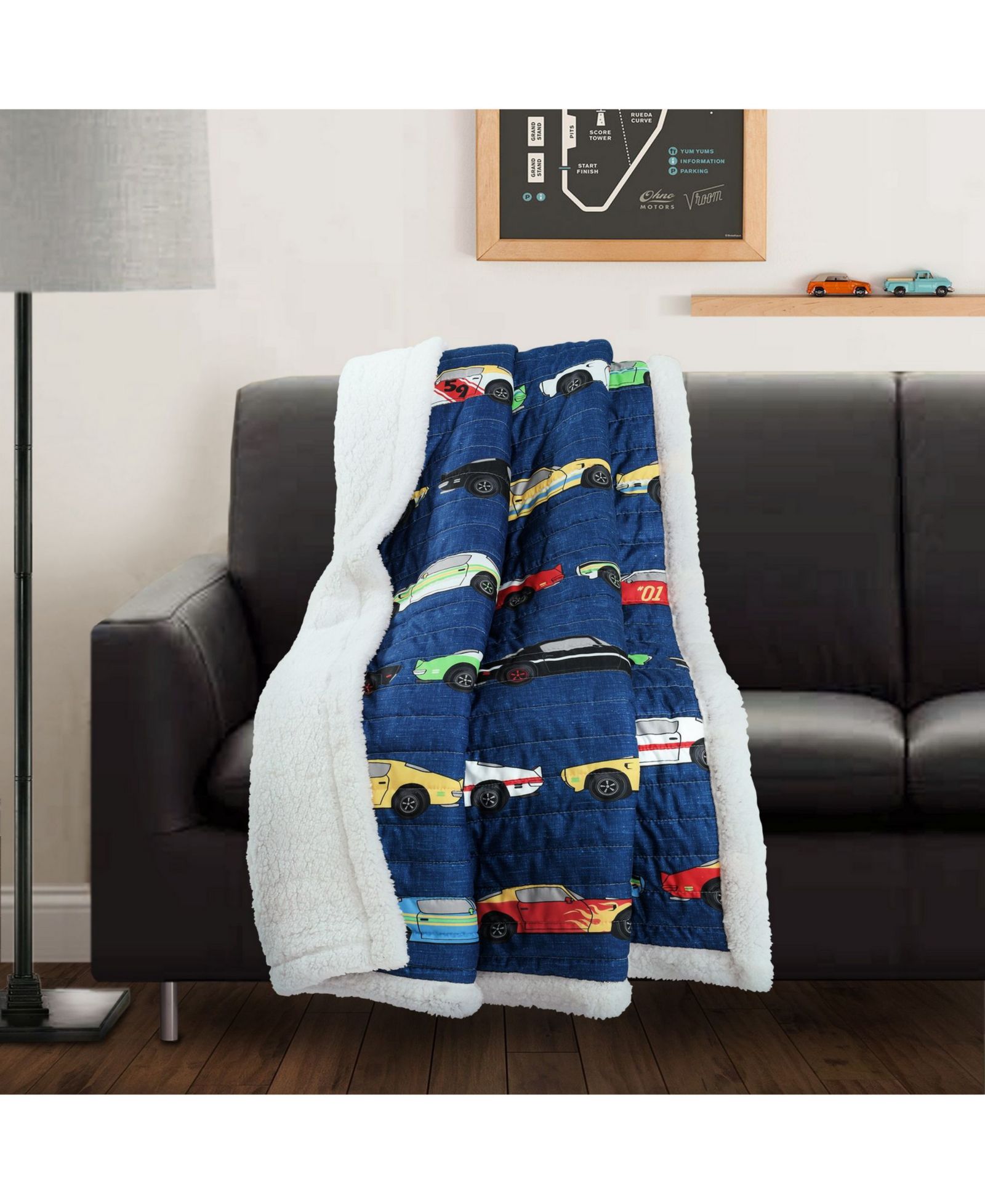 Детский шерстяной плед Lush Décor Race Cars, 60" x 50"