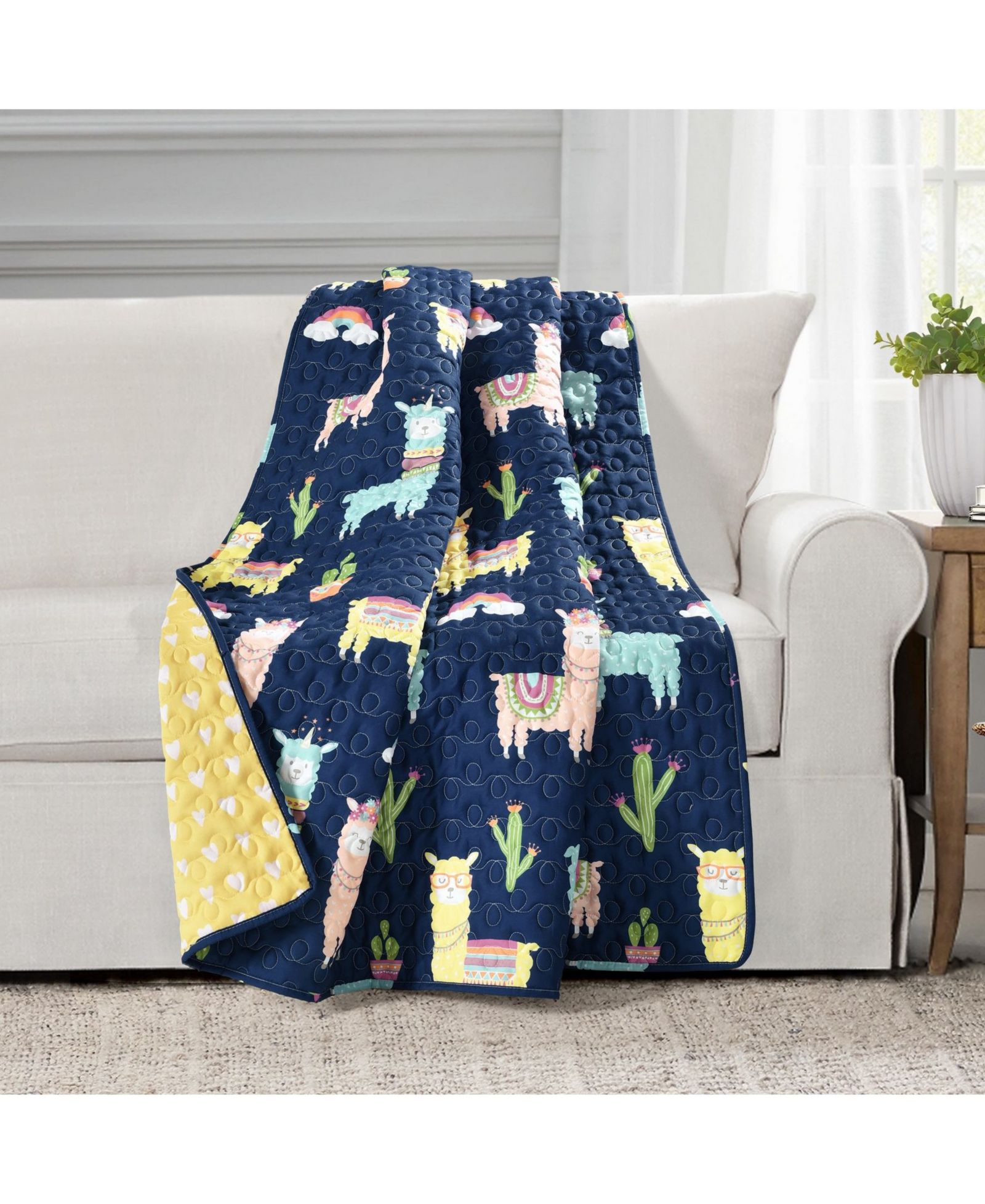 Lush Décor Kids Southwest Llama Cactus Throw, 60" x 50"