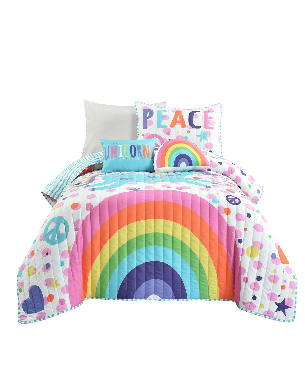 Комплект из 4 стеганых одеял Lush Décor Kids Unicorn Rainbow, Twin/Twin XL