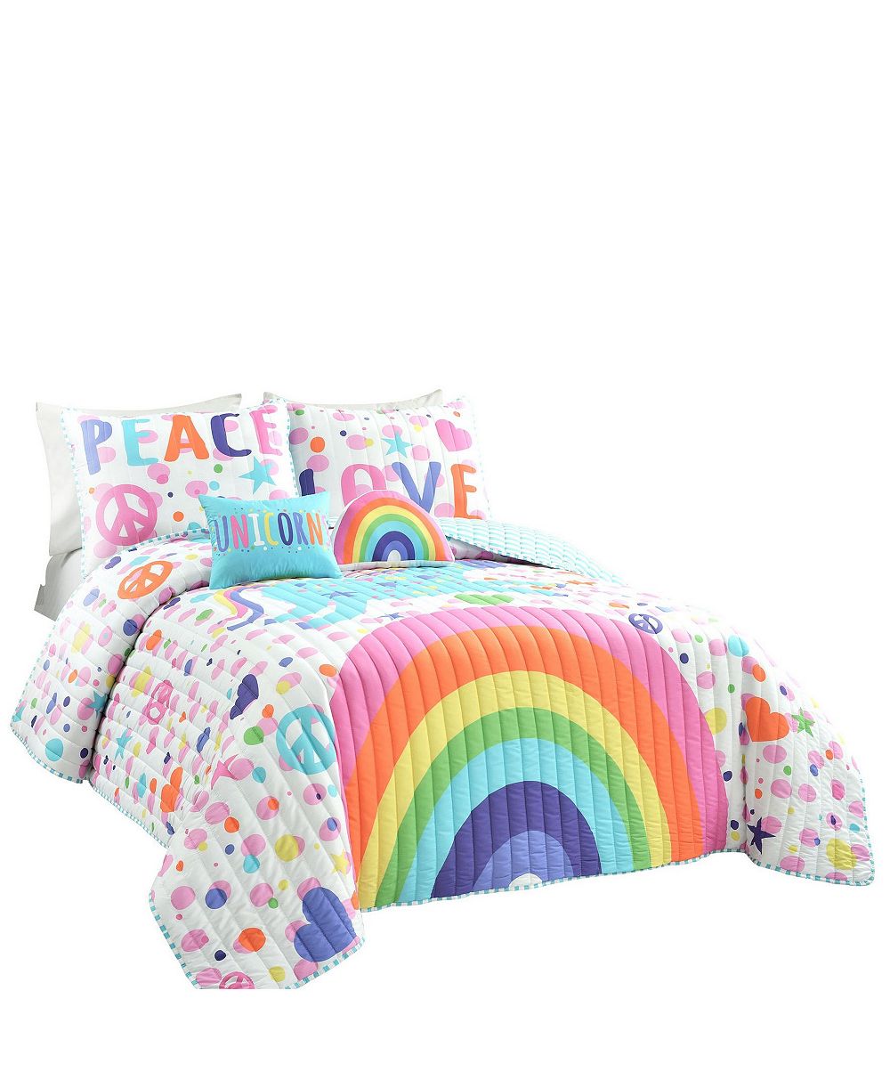 Детский комплект из 5 предметов Lush Décor Kids Unicorn Rainbow Quilt Set, Full/Queen