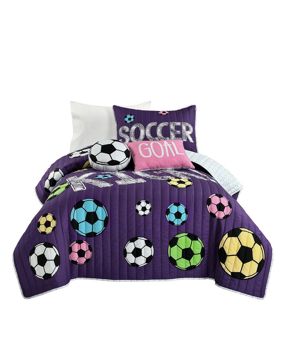 Комплект из 4 стеганых одеял Lush Décor Kids Girls Soccer Kick, Twin/Twin XL