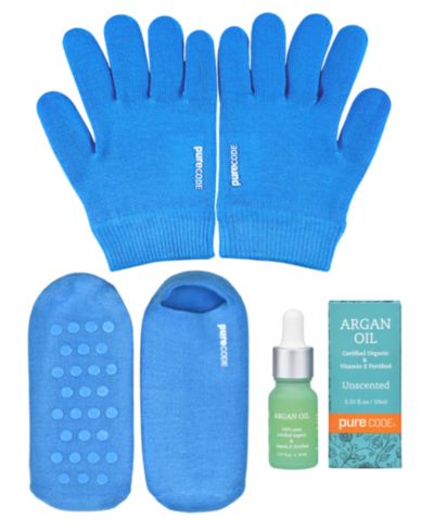 PURECODE Men's 3-Pc. Moisturizing Gel Set, Gloves L-XL, Socks 10-12