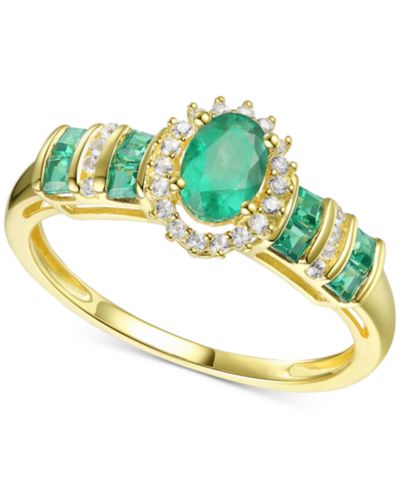 Кольцо с сапфиром (1 ct. t.w.) и бриллиантом (1/8 ct. t.w.) в золоте 14k