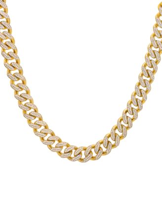 Мужское колье-цепочка с кубическим цирконием 24" в позолоте 24k Sterling Silver