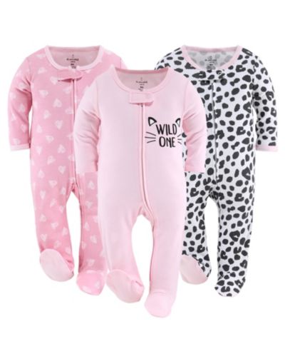 Детский комплект пижам The Peanutshell Sleep n Play, 0-3 Months, Pink, 3-Pack
