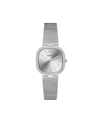 GUESS Women's Silver-Tone Stainless Steel Mesh Bracelet Watch 32mm