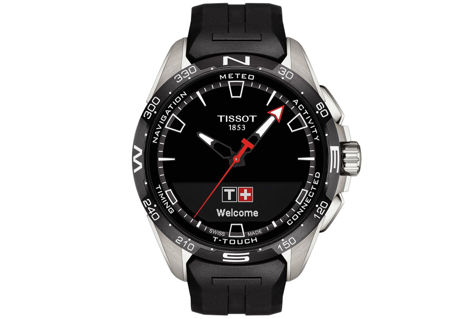 Tissot Мужские смарт-часы T-Touch Connect Solar Black Rubber Strap 48mm