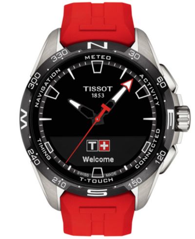 Смарт-часы Tissot Men's Swiss T-Touch Connect Solar Red Rubber Strap, 48mm