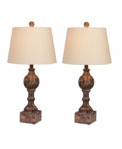 Настольные лампы FANGIO LIGHTING Distressed Sculpted Column Resin, комплект из 2 шт.