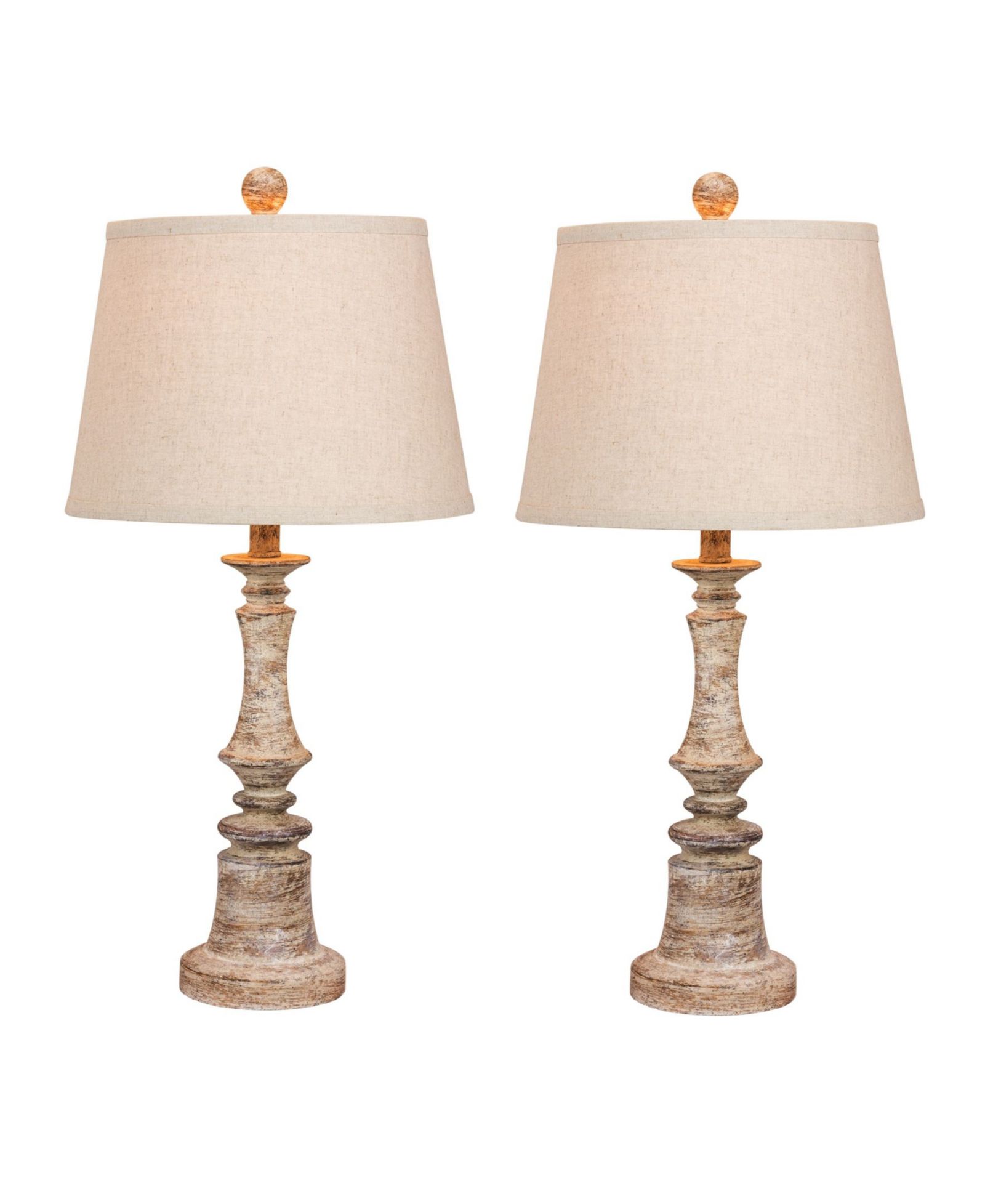 FANGIO LIGHTING настольные лампы из смолы Distressed Candlestick, набор 2 шт