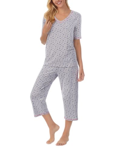 Cuddl Duds принтный комплект: топ с длинным рукавом и брюки-капри для сна