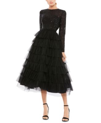 Женское коктейльное платье Mac Duggal A-Line из тюля с пайетками