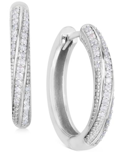 Diamond Twist Hoop Earrings (1/4 ct. t.w.) In Sterling Silver, 14K Gold-Plated Sterling Silver or 14K Rose Gold-Plated Sterling Silver