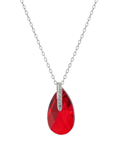 Fine Crystal and Cubic Zirconia 18" Teardrop Pendant in Sterling Silver