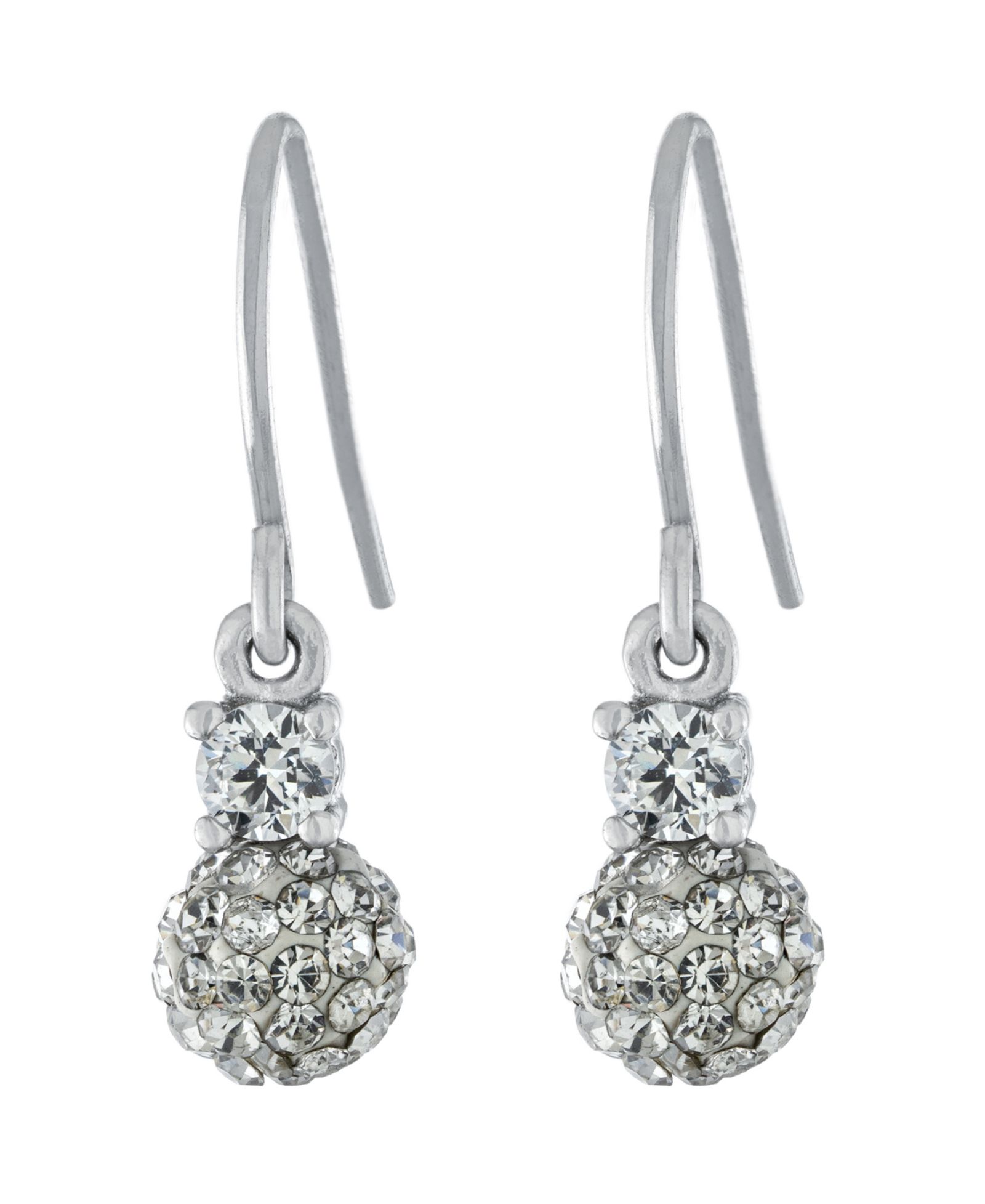 Серьги-подвески с кристаллами Pave Sterling Silver 6mm