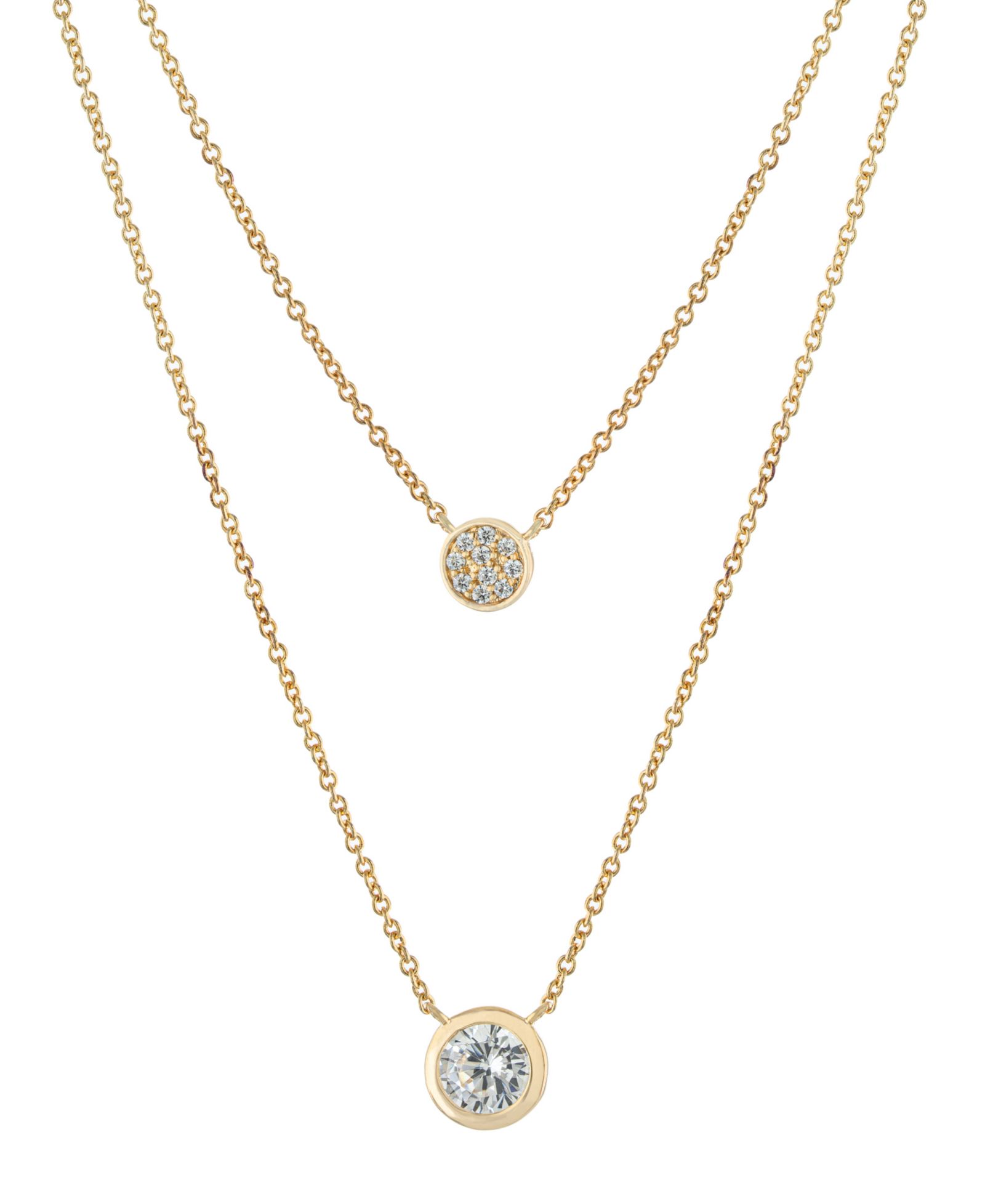 Цепочка ожерелье с кулоном Cubic Zirconia 16" + 2" золотое покрытие на серебре