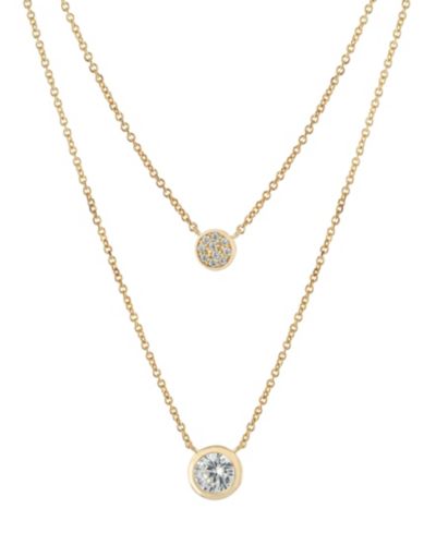 Цепочка ожерелье с кулоном Cubic Zirconia 16" + 2" золотое покрытие на серебре