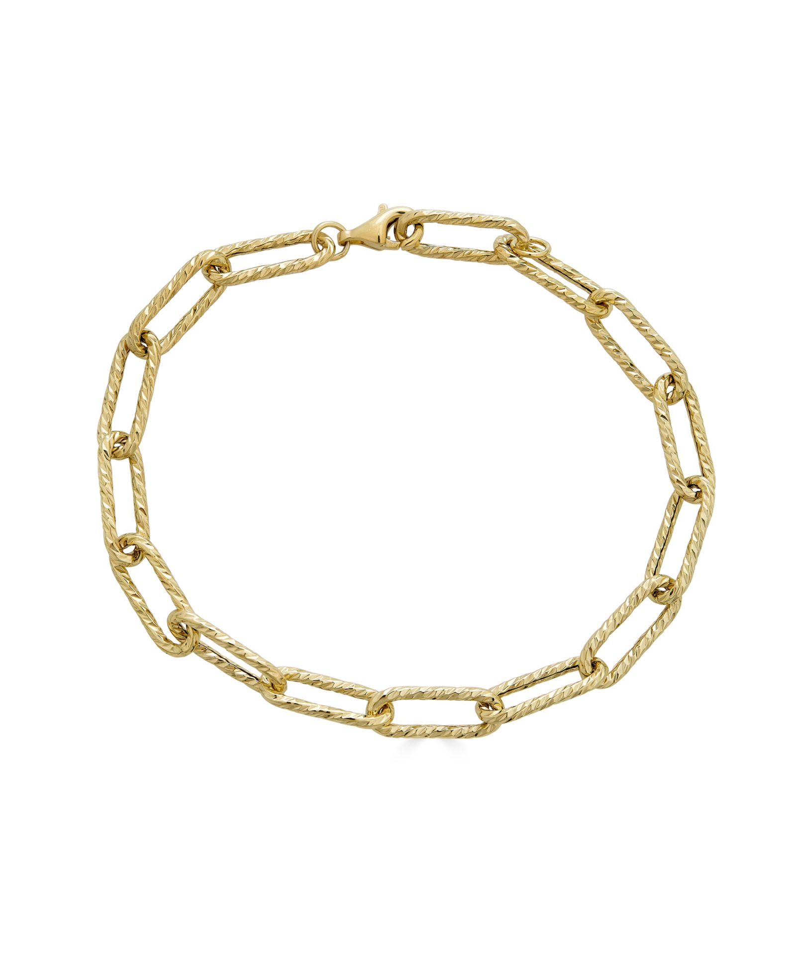 Textured Paperclip Link Chain Bracelet in 10k Gold