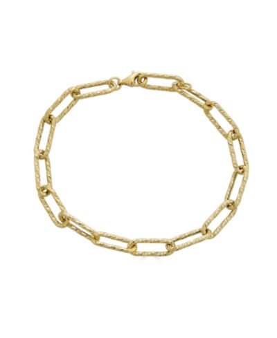 Textured Paperclip Link Chain Bracelet in 10k Gold