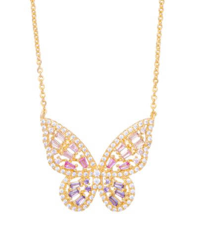 Подвеска Cubic Zirconia Red Ombre Butterfly, 18" Necklace