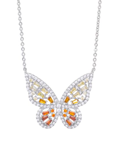 Подвеска Cubic Zirconia Red Ombre Butterfly, 18" Necklace