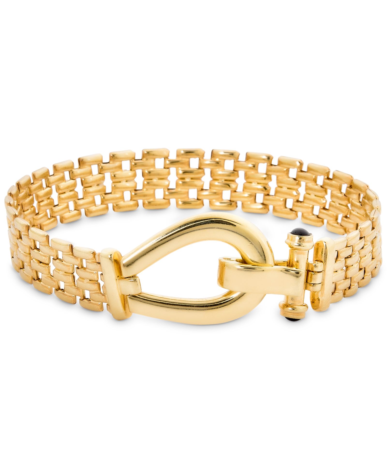 Italian Gold Браслет Panther Link с черным шпинелем, позолоченное серебро 14k