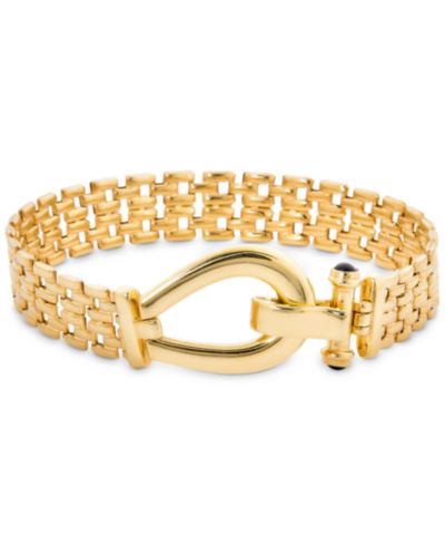 Italian Gold Браслет Panther Link с черным шпинелем, позолоченное серебро 14k