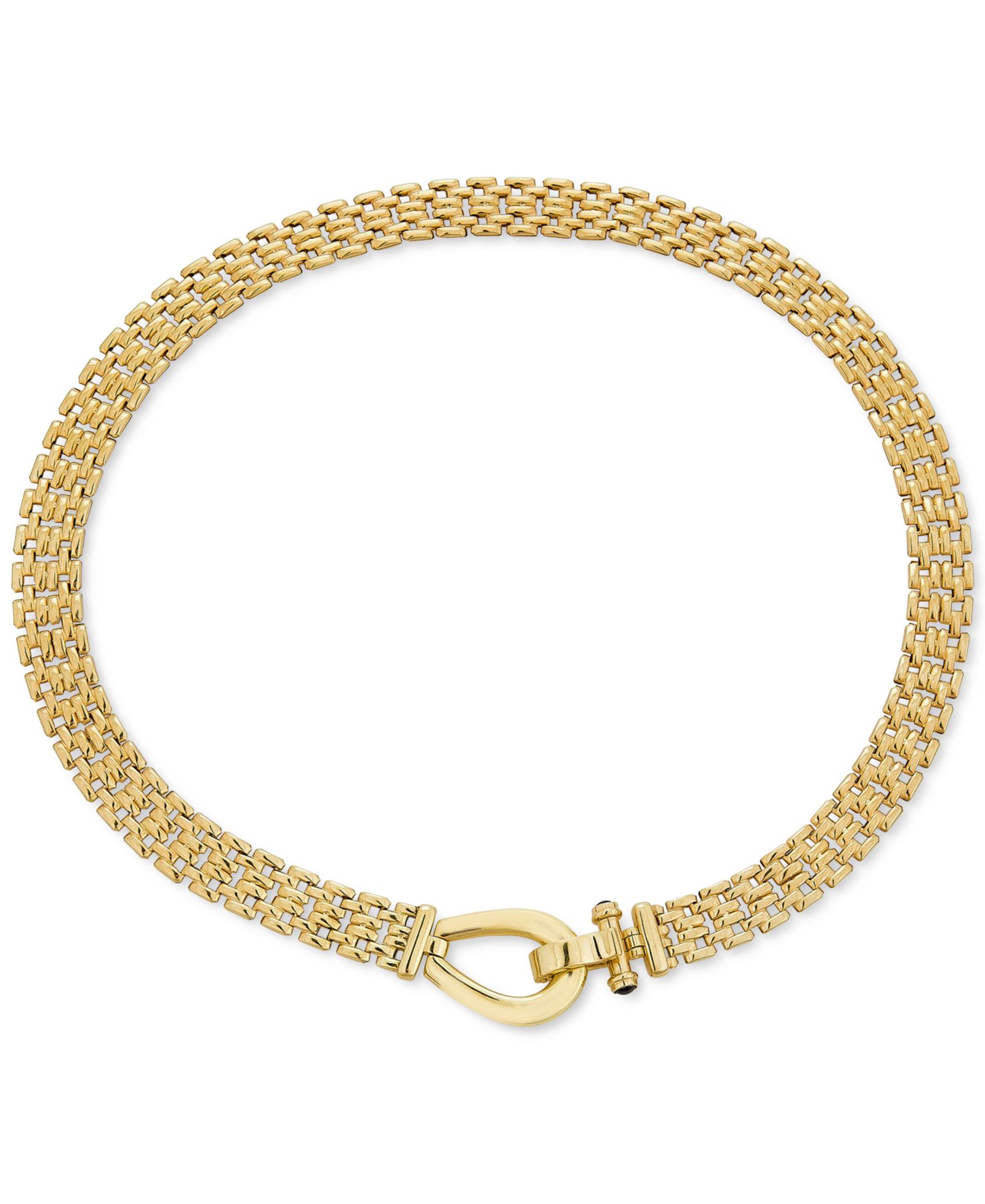 Ожерелье-колье Italian Gold Black Spinel Horseshoe Clasp Panther в 14k Gold-Plated Sterling Silver, 17"