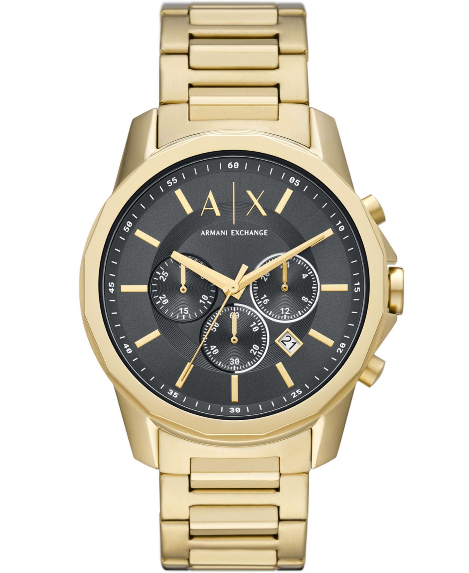 A|X Armani Exchange Men's Chronograph Gold-Tone Stainless Steel Bracelet Watch 44mm