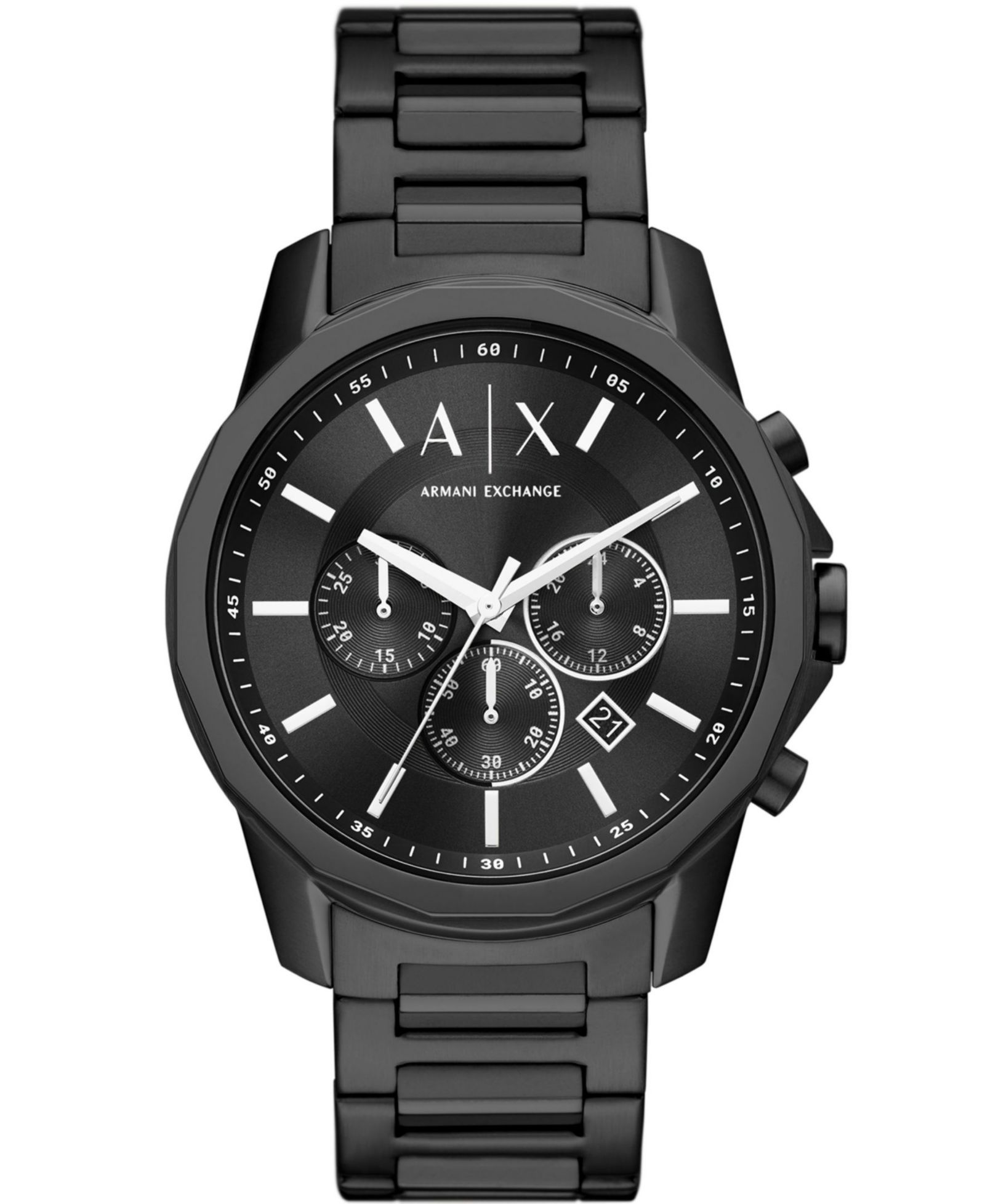 Мужские часы A|X Armani Exchange Chronograph Black Stainless Steel Bracelet 44mm