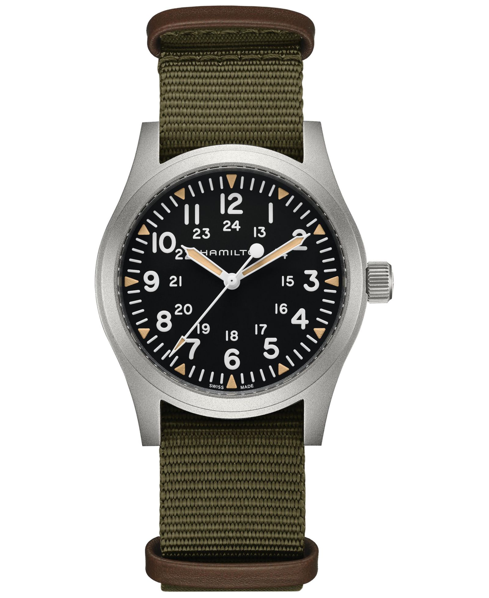 Hamilton Men's Swiss Khaki Field Green Textile Strap Watch 42mm