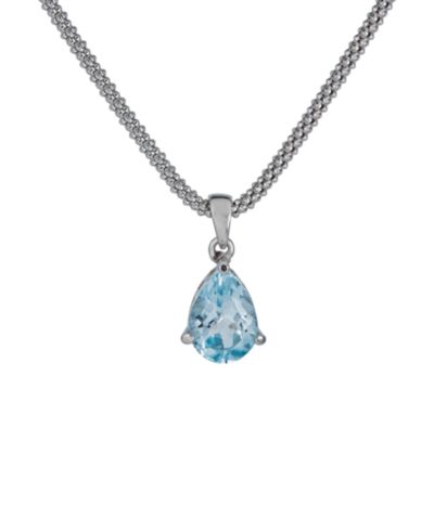 Подвеска с голубым топазом в форме груши из Sterling Silver, 17" + 1-1/5" удлинитель