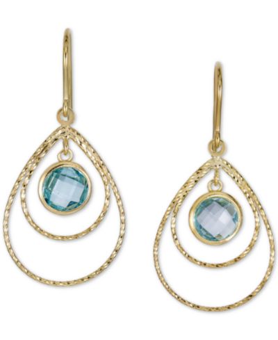 Серьги-подвески Sky Blue Topaz Double Teardrop Drop (2-1/5 ct. t.w.) в 14k Gold-Plated Sterling Silver