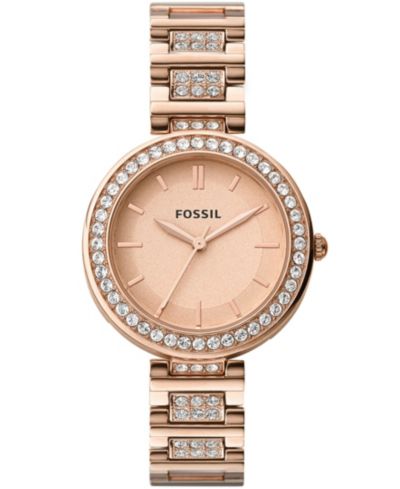 Fossil Женский Karli Three Hand Rose Gold Stainless Steel Watch 34mm