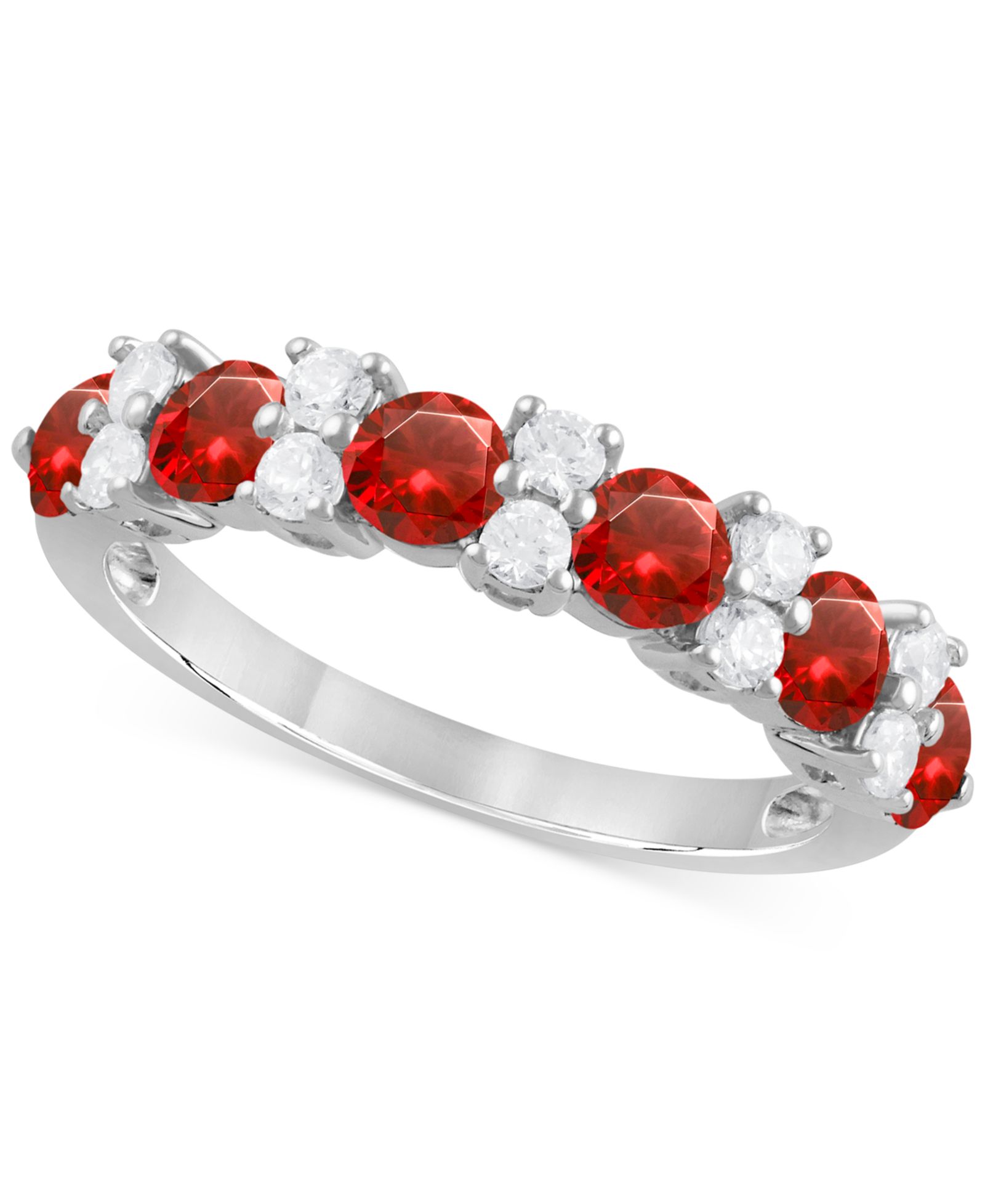 Sapphire (1-1/2 ct. t.w.) & Diamond (1/3 ct. t.w.) Кольцо-band в 14k White Gold