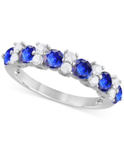 Sapphire (1-1/2 ct. t.w.) & Diamond (1/3 ct. t.w.) Кольцо-band в 14k White Gold